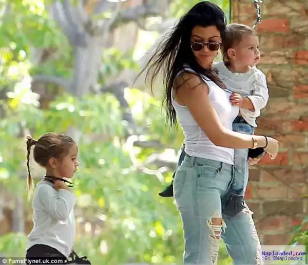 Photos: Sexy Kourtney Kardashian steps out with her kids on a playdate